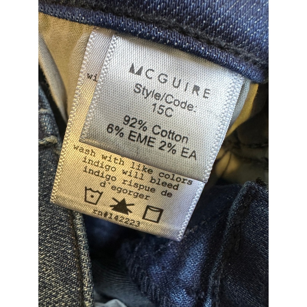 McGuire Majorelle Flare Jeans Dark Wash Raw Hem Size 28 NWOT Stretch 70's Style - Picture 6 of 15